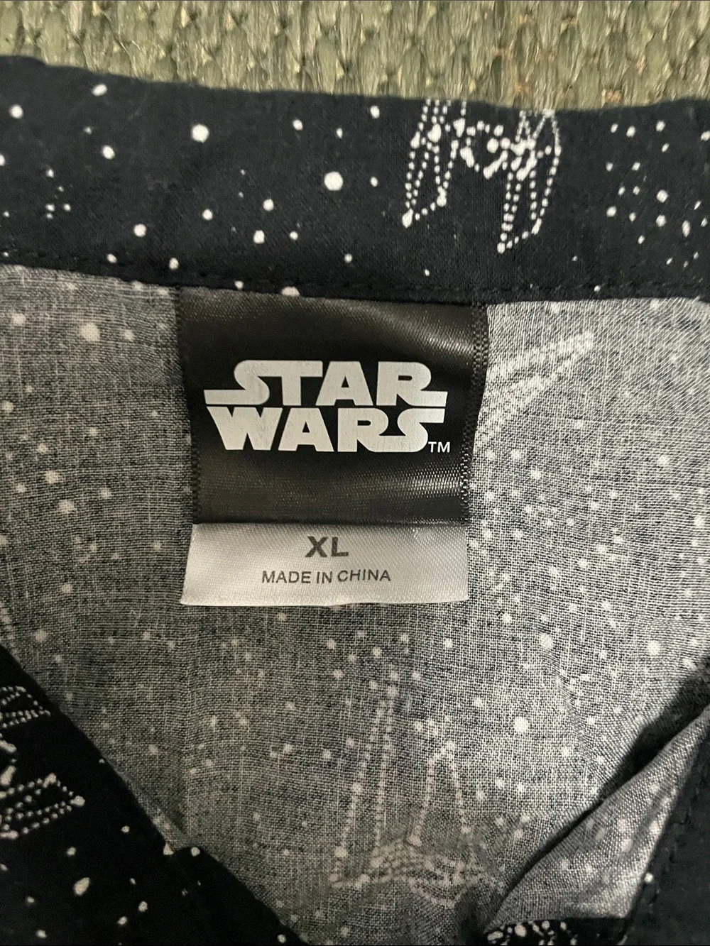 Star Wars Navy Short-Sleeve Button-Up with Yellow Logo Print